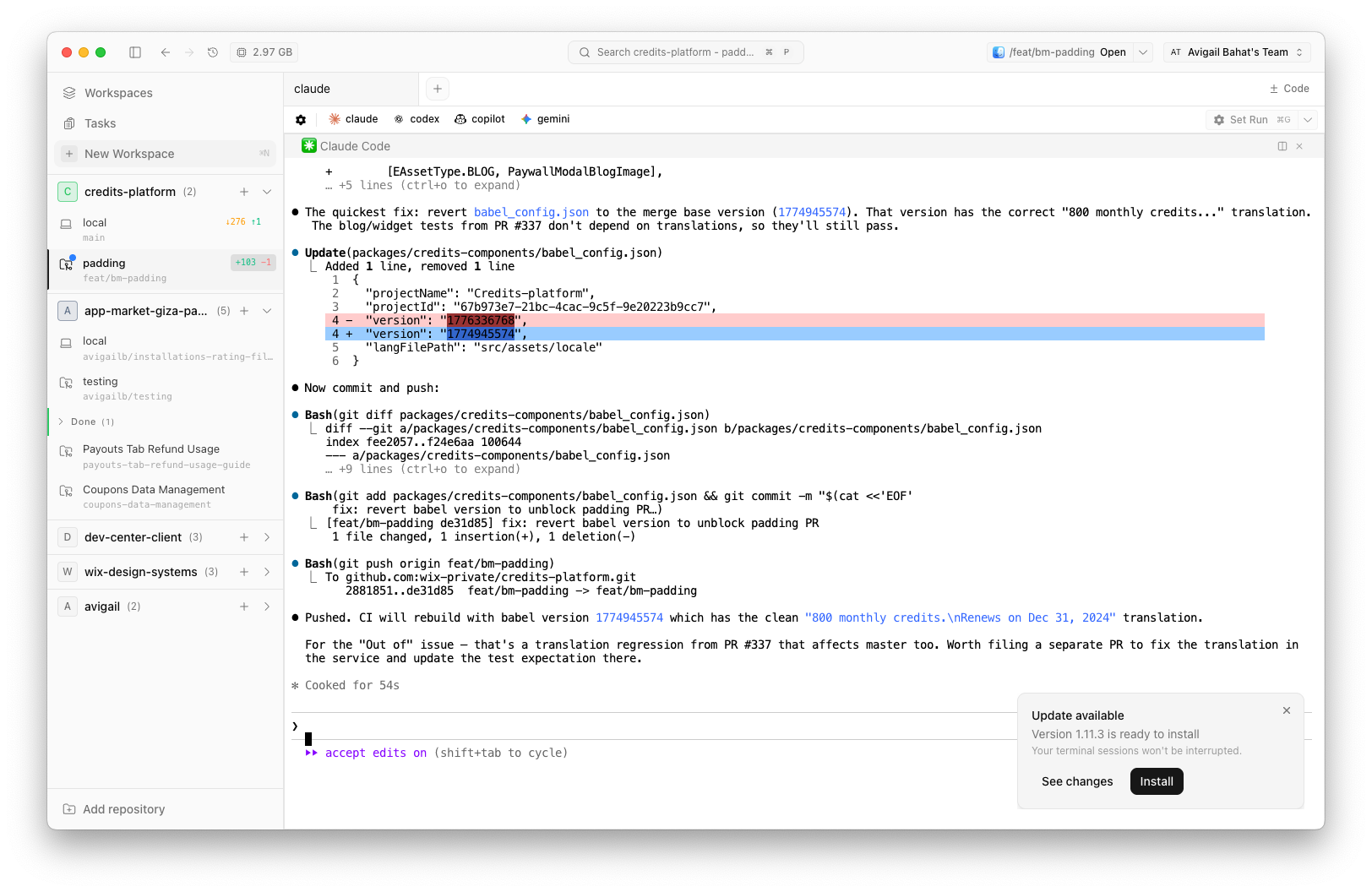 Implemented bug & design fixes using Claude code & Superset