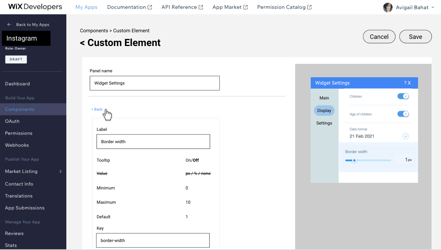 Wireframe of the property editing flow — how developers modify individual configuration options