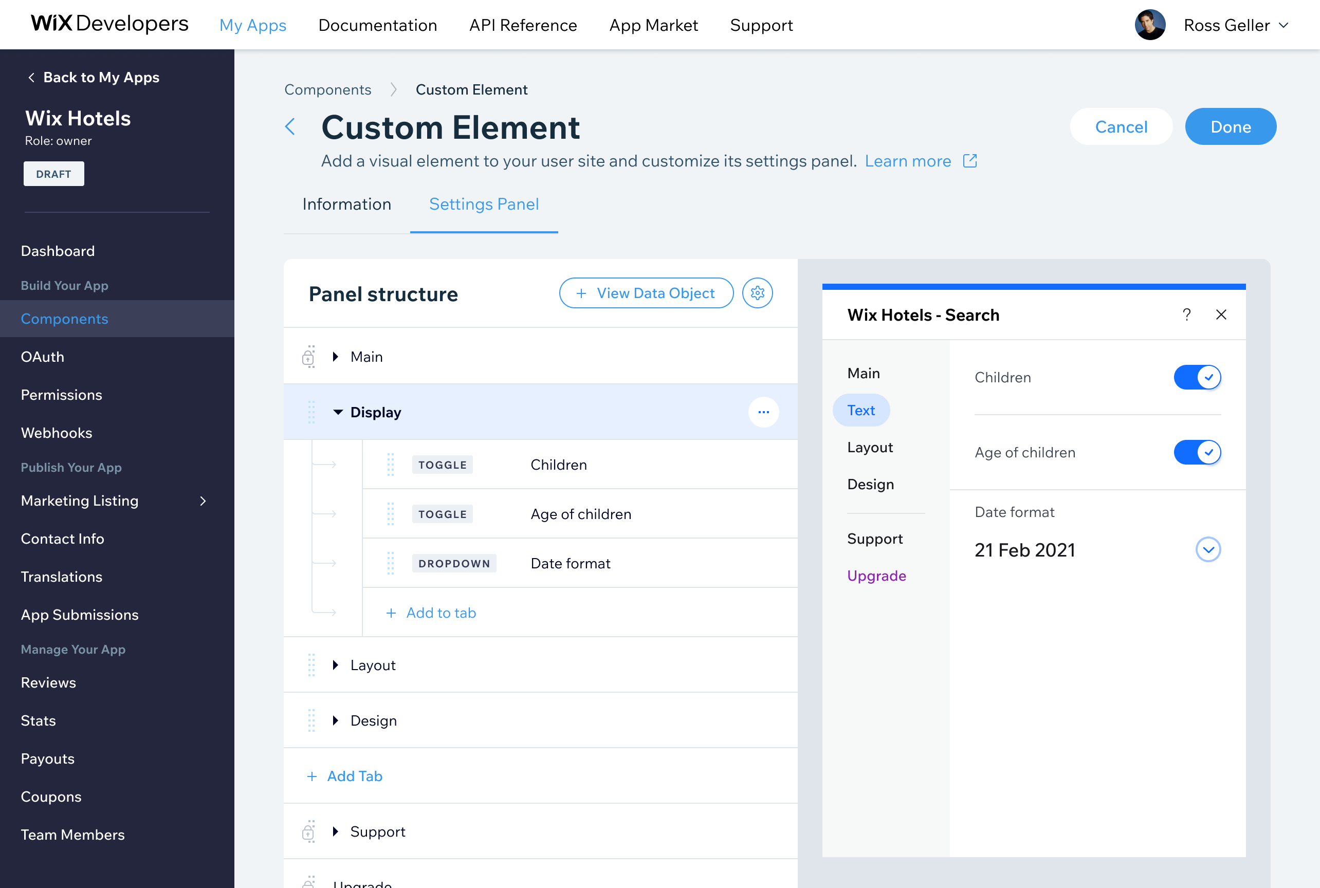 Final UI — main settings panel showing the overall structure and component hierarchy