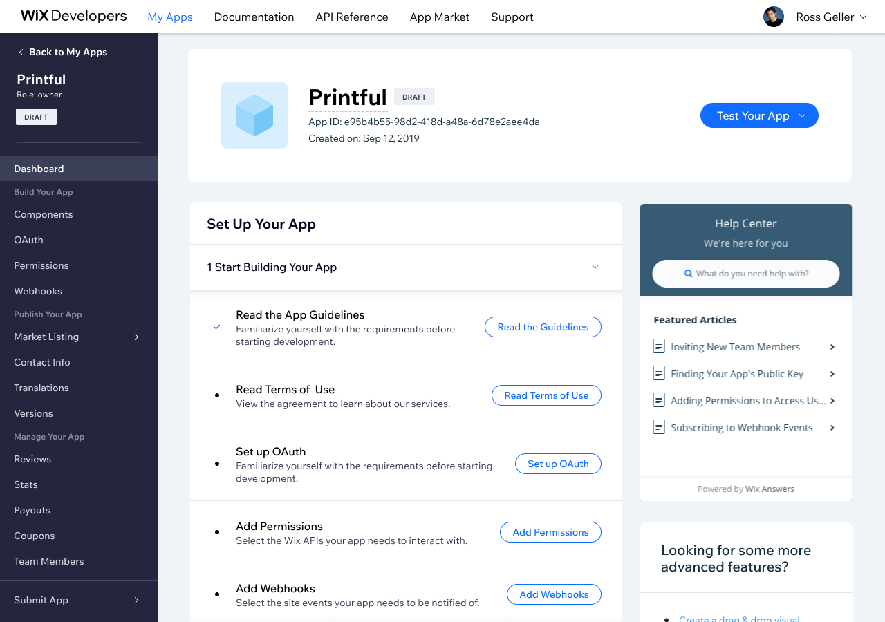 Minimized state — a low-footprint navigation item for developers not actively preparing a submission