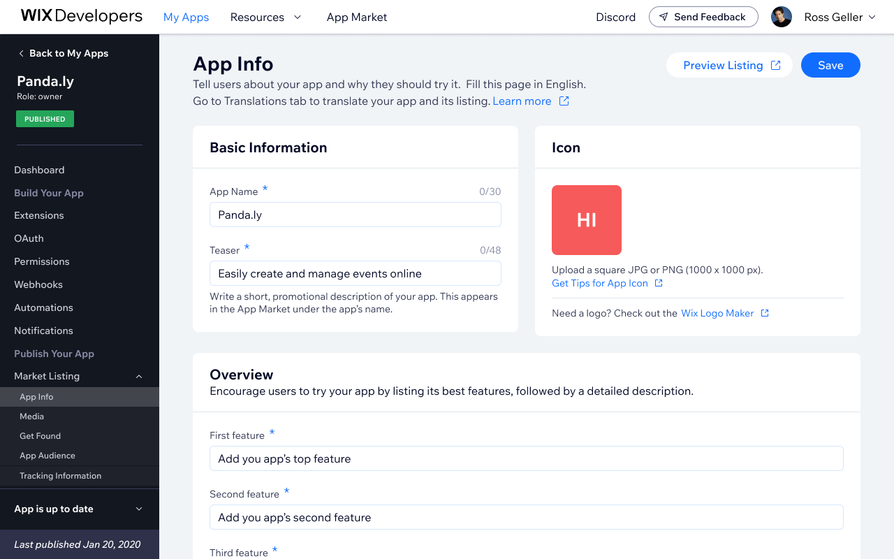 Published app — widget default state, no pending changes